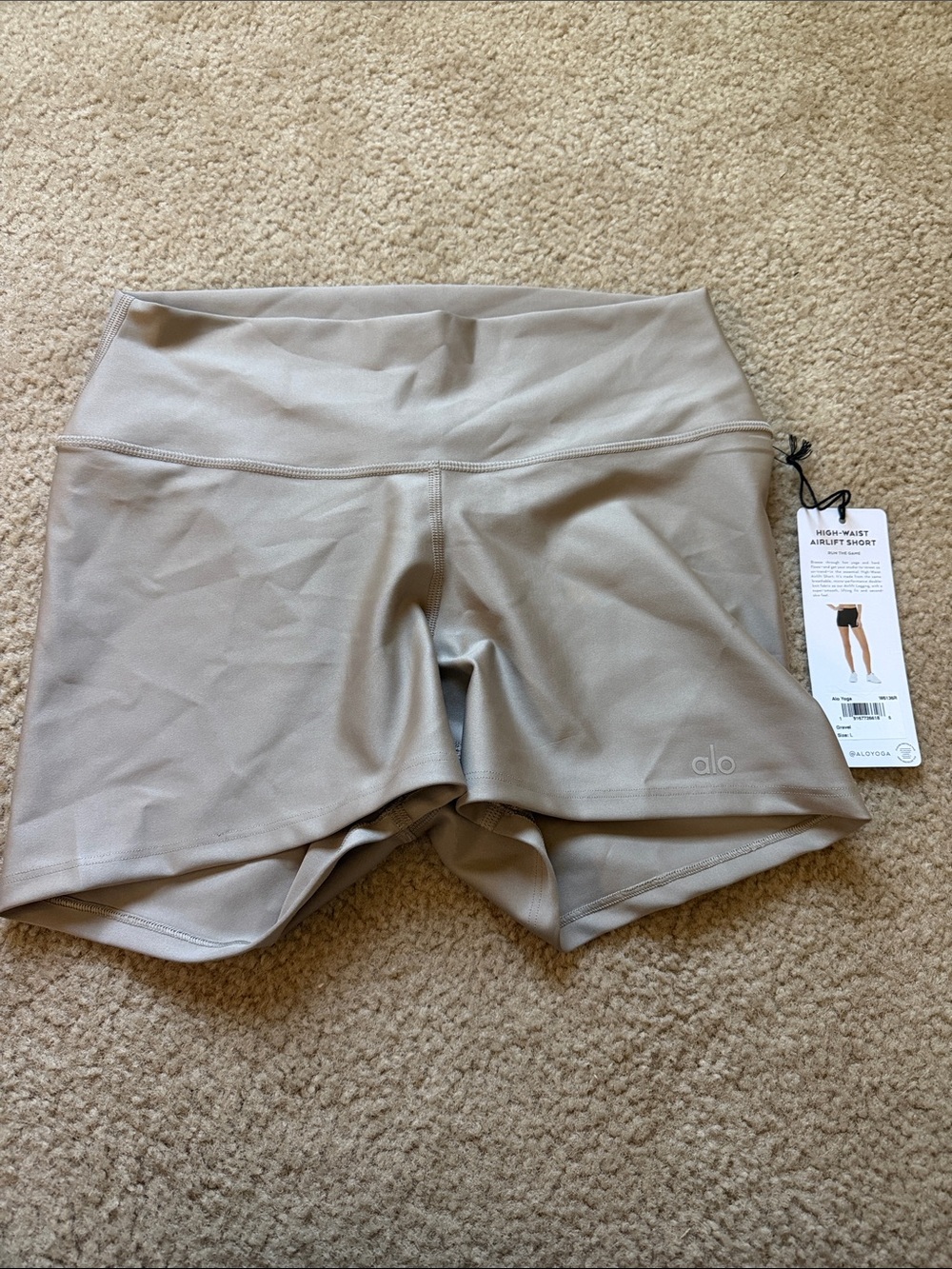 ALO Yoga High-Waist Bike Shorts in Sandstone Beige
